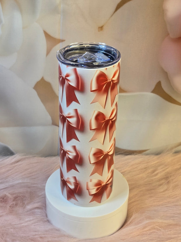 Pink Coquette Bow Stainless Steel Tumbler for Coffee Lovers! Skinny 20 oz Tumbler