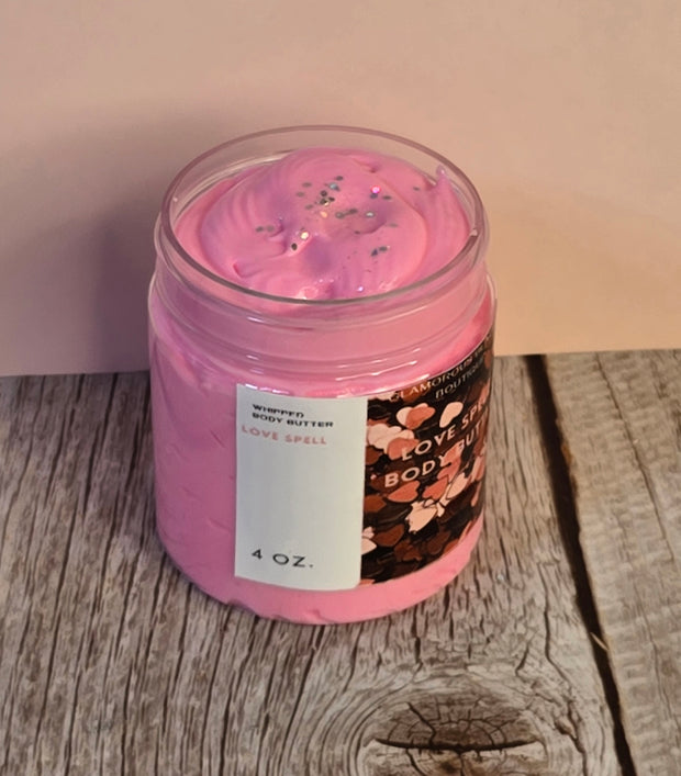Love Spell Type Whipped Body Butter. Handmade Shea & Mango Butter Body Frosting. All Natural Non Greasy No Melt Body Butter