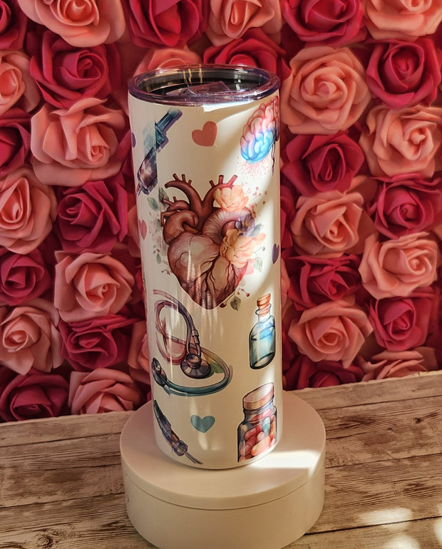 20 oz Nursing Tumbler. Pastel Nurse Stainless Steel Tumbler for Coffee Lovers! Skinny 20 oz Tumbler. Anatomy Tumber. Cardiac, Neuro RN