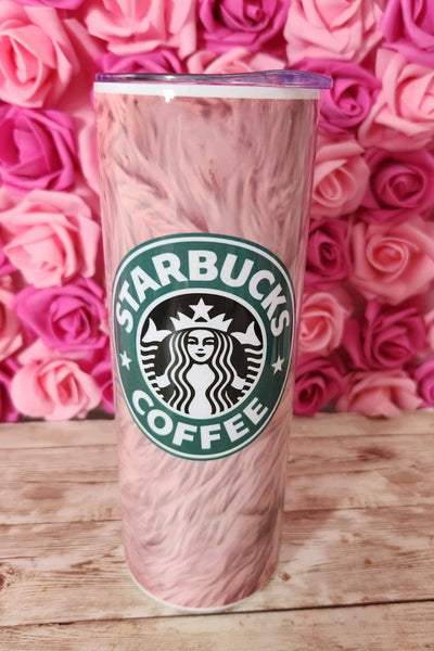 Starbucks Pink Faux Fur Glam 20 oz Stainless Steel Tumbler with Lid, Ideal for Coffee Lovers, Stylish Design, Hand Wash Only - Drinkware, Bottle - Glamorous Beauty & Boutique