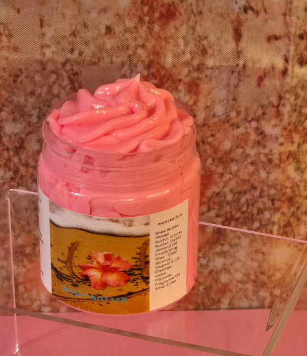 Aloha Paradise Whipped Body Butter. Handmade Shea, Cocoa and Mango Butter Body Frosting. All Natural Non Greasy No Melt Body Butter