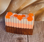 Pumpkin Souffle Handmade All Natural Goat Milk & Shea Butter Soap with Embeds. Makeup Brush Cleaner. Cute Handcrafted Layered Soap for Fall