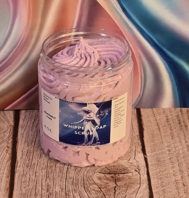Heavenly Type Whipped Foaming Sugar Scrub. Exfoliating Body Wash & Scrub. All Natural Shea Butter Whipped Soap and Shaving Cream.