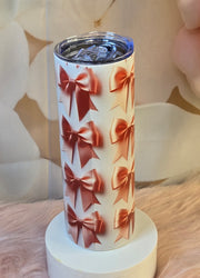 Pink Coquette Bow Stainless Steel Tumbler for Coffee Lovers! Skinny 20 oz Tumbler