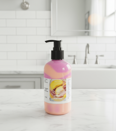 Strawberry Peach Champagne Whipped Shea Butter Moisturizer. Handmade Shea Butter Body Frosting. All Natural Hand and Body Lotion 8 oz