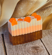Pumpkin Souffle Handmade All Natural Goat Milk & Shea Butter Soap with Embeds. Makeup Brush Cleaner. Cute Handcrafted Layered Soap for Fall