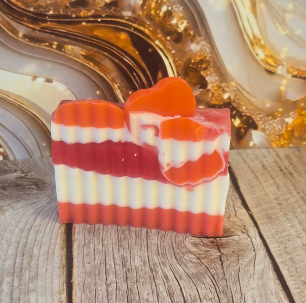 Winter Candy Apple Handmade All Natural Goat Milk & Shea Butter Soap with Embeds. Makeup Brush Cleaner. Cute Handcrafted Layered Soap for Fall