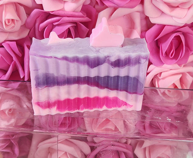 Cotton Candy Twist Handmade All Natural Goat Milk & Shea Butter Soap with Embeds.Makeup Brush Cleaner. Cute Handcrafted Swirl Soap - Glamorous Beauty & Boutique