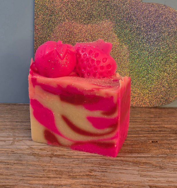 Pink Strawberry Organic Cold Process Swirl Soap. Handmade All Natural Handcrafted Soap. Cute Swirl Soap! Pink Soap Bar. Yoni Soap
