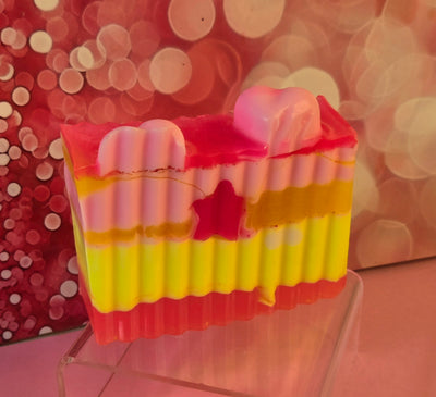 Viva Magenta Handmade All Natural Goat Milk & Shea Butter Soap with Embeds. Yoni Soap Bar. Cute Handcrafted Layered Soap