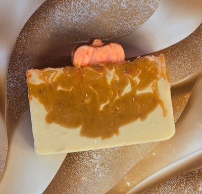 Pumpkin Cheesecake Organic Cold Process Swirl Soap. Handmade All Natural Handcrafted Soap. Cute Swirl Soap! Yoni Soap Bar