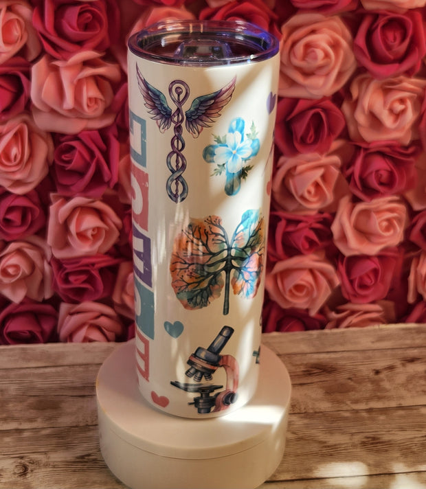 20 oz Nursing Tumbler. Pastel Nurse Stainless Steel Tumbler for Coffee Lovers! Skinny 20 oz Tumbler. Anatomy Tumber. Cardiac, Neuro RN