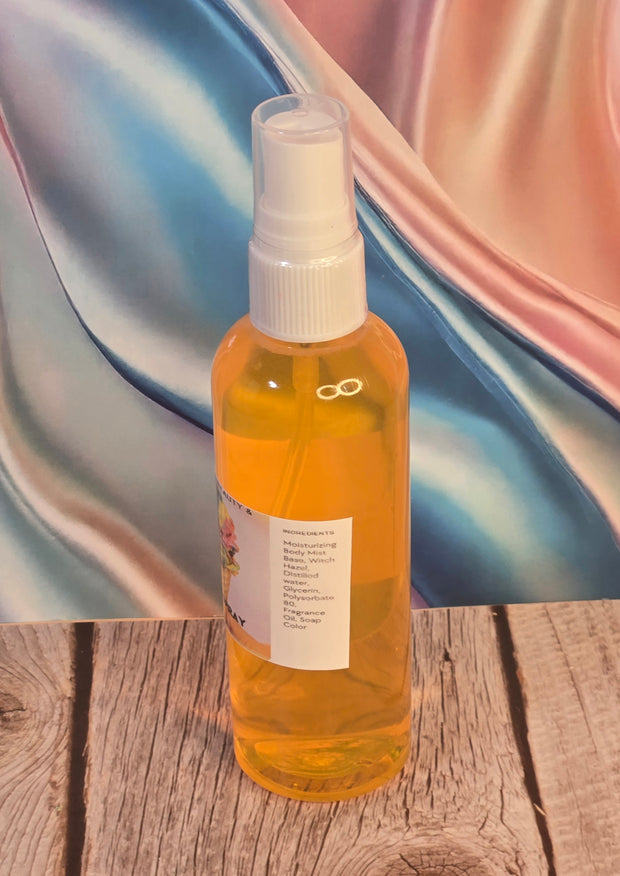 Rainbow Sherbet Body & Hair Spray. 4 oz Handmade Moisturizing Hair and Body Mist.  Alcohol Free! Room Freshener.