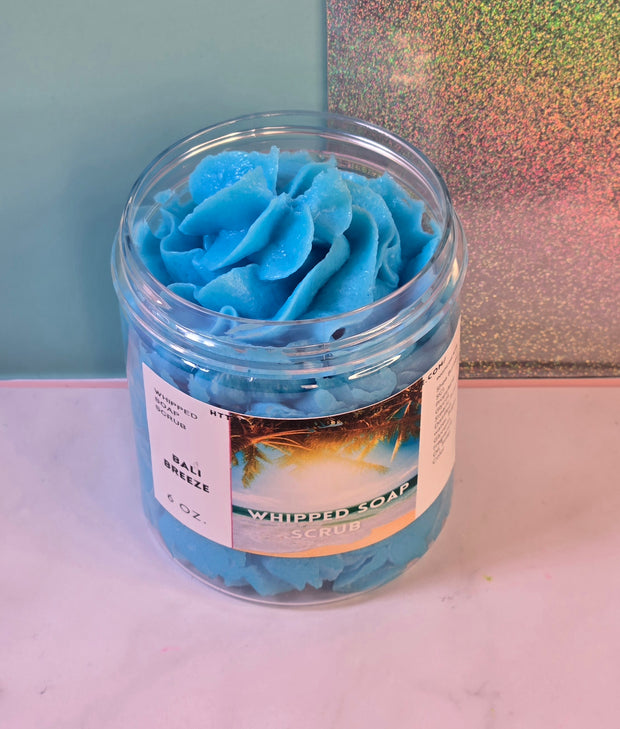 Bali Breeze Whipped Foaming Sugar Scrub. Exfoliating Body Wash & Scrub. All Natural Shea Butter Whipped Soap and Shaving Cream.