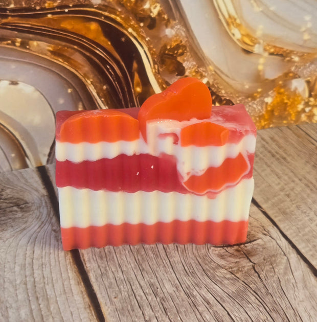 Winter Candy Apple Handmade All Natural Goat Milk & Shea Butter Soap with Embeds. Makeup Brush Cleaner. Cute Handcrafted Layered Soap for Fall