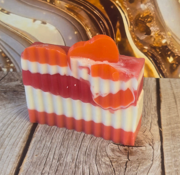 Winter Candy Apple Handmade All Natural Goat Milk & Shea Butter Soap with Embeds. Makeup Brush Cleaner. Cute Handcrafted Layered Soap for Fall