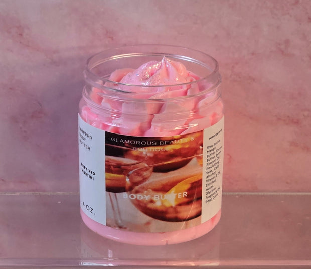 Ruby Red Martini Whipped Body Butter. Handmade Shea & Cocoa Butter Whipped Body Butter. All Natural Non Greasy No Melt Body Butter