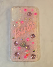 Pink Barbiecore & Hello Kitty Junk Phone Case for IPhone 16. Custom Phone Case (Rhinestones, Pearls). Glam Luxury Phone Case