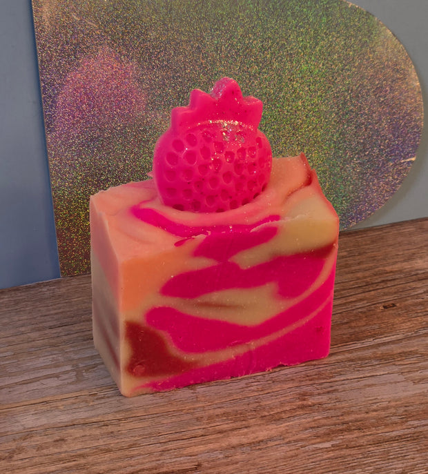 Pink Strawberry Organic Cold Process Swirl Soap. Handmade All Natural Handcrafted Soap. Cute Swirl Soap! Pink Soap Bar. Yoni Soap