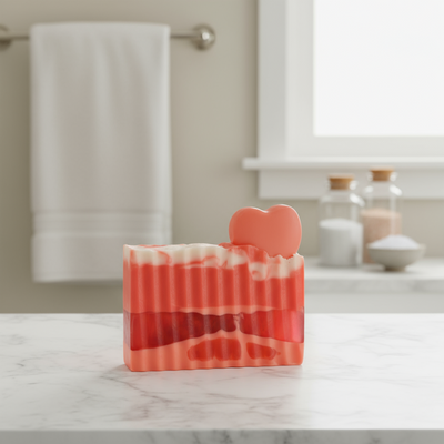 Winter Candy Apple Handmade All Natural Goat Milk & Shea Butter Soap with Embeds. Makeup Brush Cleaner. Cute Handcrafted Layered Soap for Fall