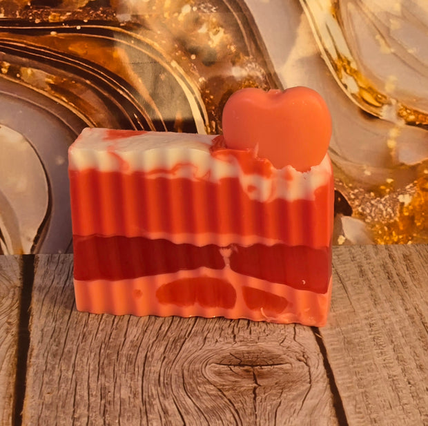 Winter Candy Apple Handmade All Natural Goat Milk & Shea Butter Soap with Embeds. Makeup Brush Cleaner. Cute Handcrafted Layered Soap for Fall