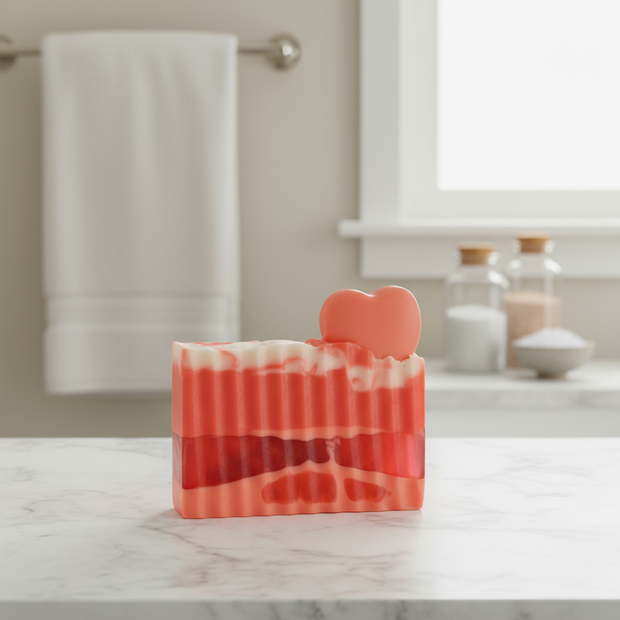 Winter Candy Apple Handmade All Natural Goat Milk & Shea Butter Soap with Embeds. Makeup Brush Cleaner. Cute Handcrafted Layered Soap for Fall