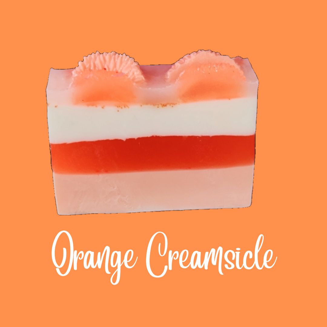 Orange Creamsicle Handmade All Natural Goat Milk & Shea Butter Soap with Embeds. Yoni Soap Bar. Cute Handcrafted Layered Soap