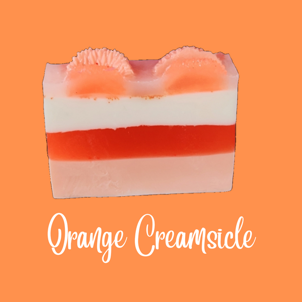 Orange Creamsicle Handmade All Natural Goat Milk & Shea Butter Soap with Embeds. Yoni Soap Bar. Cute Handcrafted Layered Soap - Glamorous Beauty & Boutique