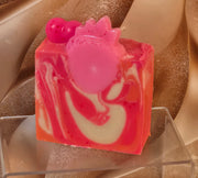 Strawberry Peach Champagne Organic Cold Process Swirl Soap with Frosting. Handmade All Natural Handcrafted Soap. Cute Swirl Soap! Pink Soap Bar. Yoni Soap
