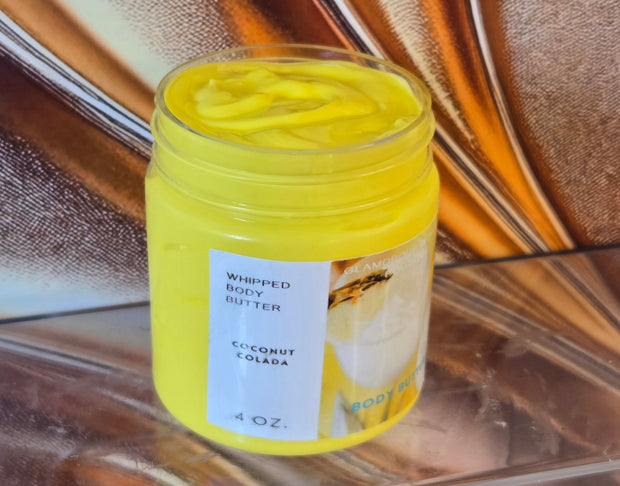 Coconut Colada Whipped Body Butter. Handmade Shea & Cocoa Butter Whipped Body Butter. All Natural Non Greasy No Melt Body Butter
