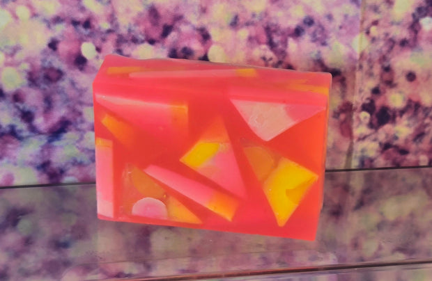 Aloha Paradise Handmade All Natural Goat Milk & Shea Butter Soap with Embeds. Yoni Soap Bar. Cute Handcrafted Layered Soap