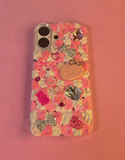 Pink Hello Kitty Junk Phone Case for IPhone 16. Custom Phone Case (Rhinestones, Pearls). Glam Luxury Phone Case
