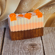 Pumpkin Souffle Handmade All Natural Goat Milk & Shea Butter Soap with Embeds. Makeup Brush Cleaner. Cute Handcrafted Layered Soap for Fall