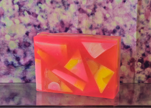 Aloha Paradise Handmade All Natural Goat Milk & Shea Butter Soap with Embeds. Yoni Soap Bar. Cute Handcrafted Layered Soap