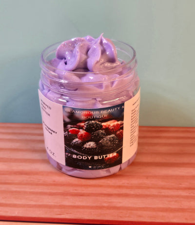 Blackberry Sugar Whipped Body Butter. Handmade Shea, Cocoa and Mango Butter Body Frosting. All Natural Non Greasy No Melt Body Butter - Glamorous Beauty & Boutique 