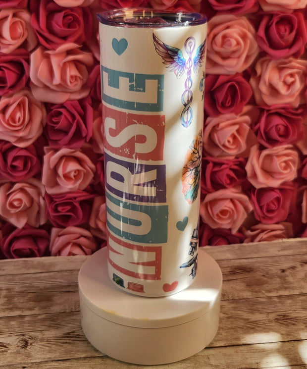 20 oz Nursing Tumbler. Pastel Nurse Stainless Steel Tumbler for Coffee Lovers! Skinny 20 oz Tumbler. Anatomy Tumber. Cardiac, Neuro RN