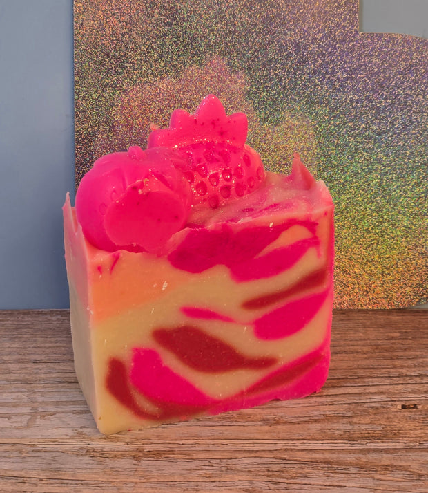 Pink Strawberry Organic Cold Process Swirl Soap. Handmade All Natural Handcrafted Soap. Cute Swirl Soap! Pink Soap Bar. Yoni Soap