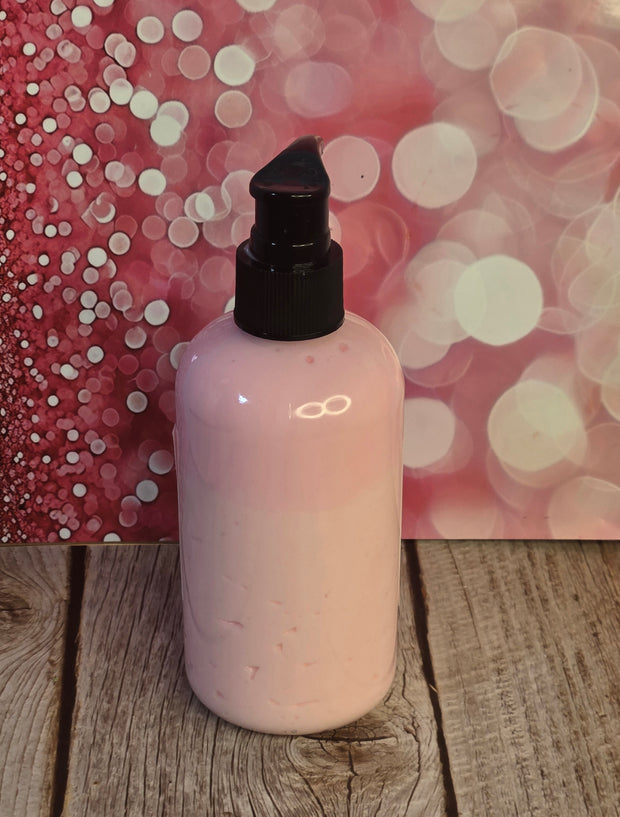 Pink Sugar Whipped Shea Butter Moisturizer. Handmade Shea Butter Body Frosting. All Natural Hand and Body Lotion 8 oz