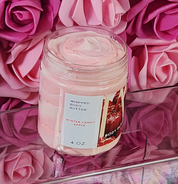Winter Candy Apple BBW Type Whipped Body Butter. Handmade Shea & Mango Butter Body Frosting. All Natural Non Greasy Emulsified Body Butter - Glamorous Beauty & Boutique