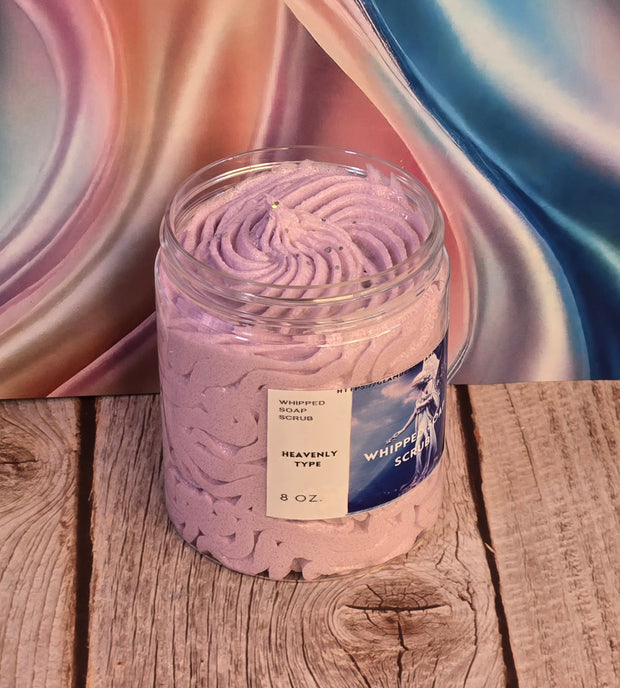 Heavenly Type Whipped Foaming Sugar Scrub. Exfoliating Body Wash & Scrub. All Natural Shea Butter Whipped Soap and Shaving Cream.