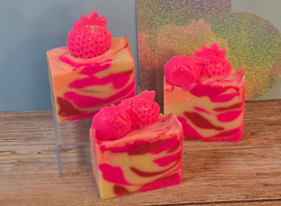 Pink Strawberry Organic Cold Process Swirl Soap. Handmade All Natural Handcrafted Soap. Cute Swirl Soap! Pink Soap Bar. Yoni Soap