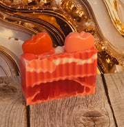 Winter Candy Apple Handmade All Natural Goat Milk & Shea Butter Soap with Embeds. Makeup Brush Cleaner. Cute Handcrafted Layered Soap for Fall