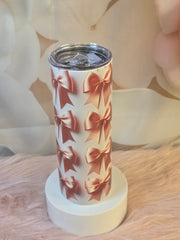Pink Coquette Bow Stainless Steel Tumbler for Coffee Lovers! Skinny 20 oz Tumbler