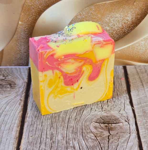 Lemon Cookie Bar Organic Cold Process Swirl Soap. Handmade All Natural Handcrafted Soap. Cute Swirl Soap! Yoni Soap Bar