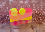 Aloha Paradise Handmade All Natural Goat Milk & Shea Butter Soap with Embeds. Yoni Soap Bar. Cute Handcrafted Layered Soap