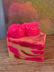 Pink Strawberry Organic Cold Process Swirl Soap. Handmade All Natural Handcrafted Soap. Cute Swirl Soap! Pink Soap Bar. Yoni Soap