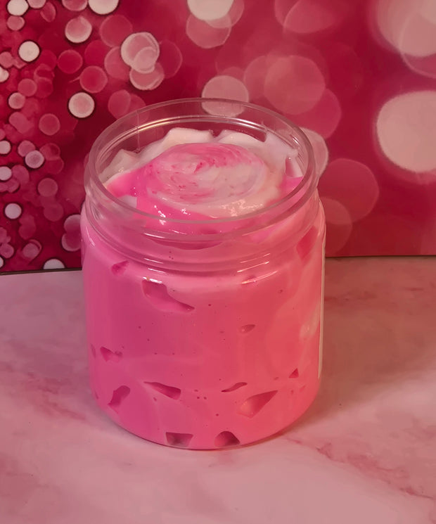 Pink Sugar Whipped Body Butter. Handmade Shea, Cocoa and Mango Butter Body Frosting. All Natural Non Greasy No Melt Body Butter