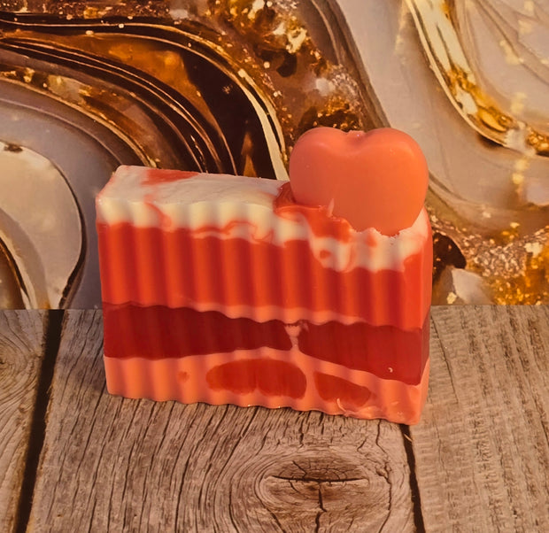 Winter Candy Apple Handmade All Natural Goat Milk & Shea Butter Soap with Embeds. Makeup Brush Cleaner. Cute Handcrafted Layered Soap for Fall