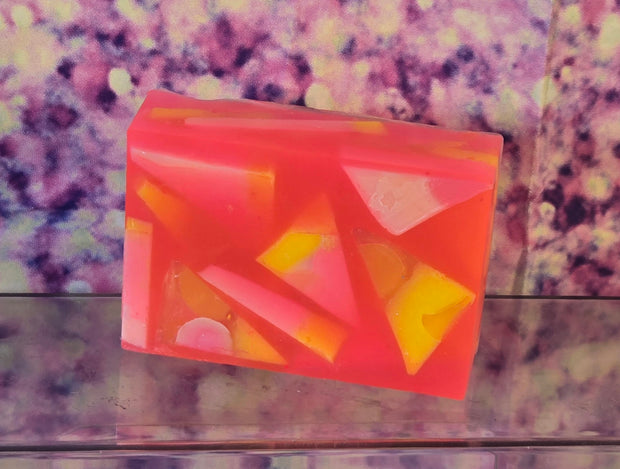Aloha Paradise Handmade All Natural Goat Milk & Shea Butter Soap with Embeds. Yoni Soap Bar. Cute Handcrafted Layered Soap
