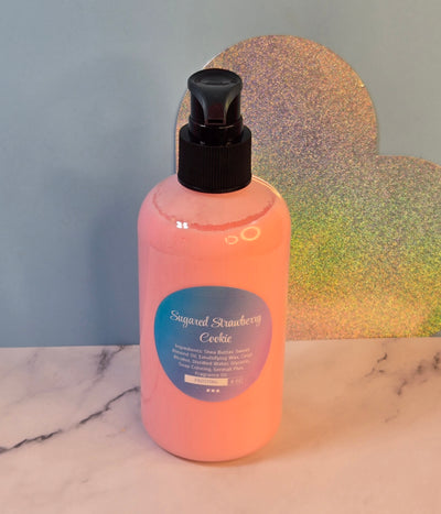 Sugared Strawberry Cookie Whipped Shea Butter Moisturizer. Handmade Shea Butter Body Frosting. All Natural Hand and Body Lotion 8 oz